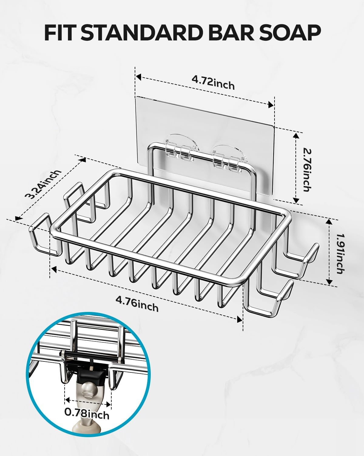 Nieifi Bar Soap Holder for Shower Wall, Adhesive Soap Dish for Bathroom