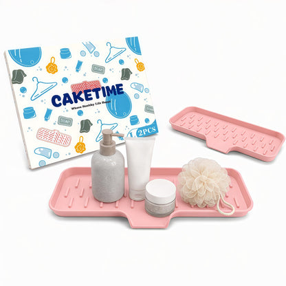 CAKETIME 2 Pack Silicone Soap Dish with Drainage Holes for Bathroom Shower Caddy Kitchen Counter Bar Sponge Holder Drying Rack Sink Organizer Essentials Apartment Home Household Must Haves 2026