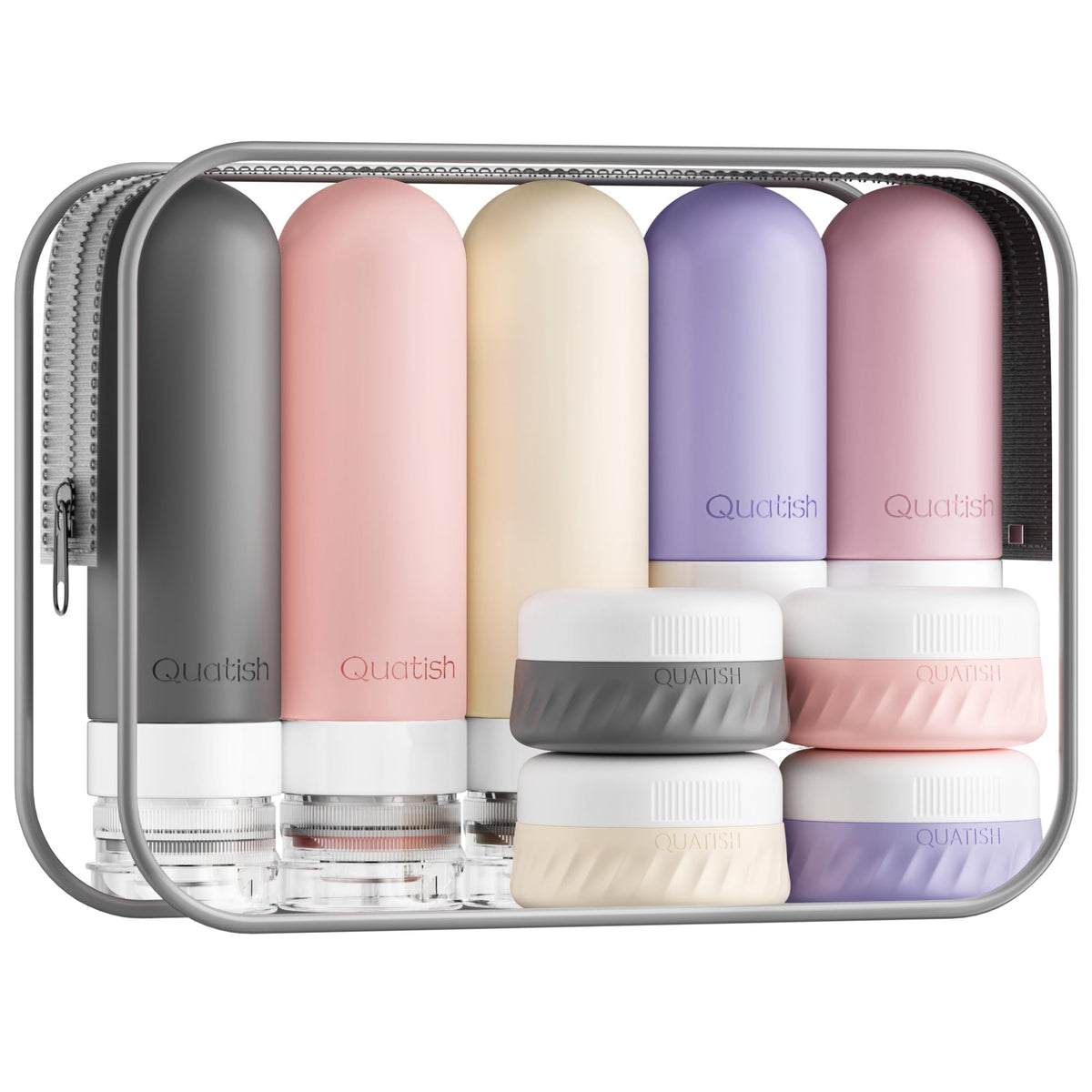 Quatish 15 Pack Travel Bottles Toiletries, Travel Size Containers, Black