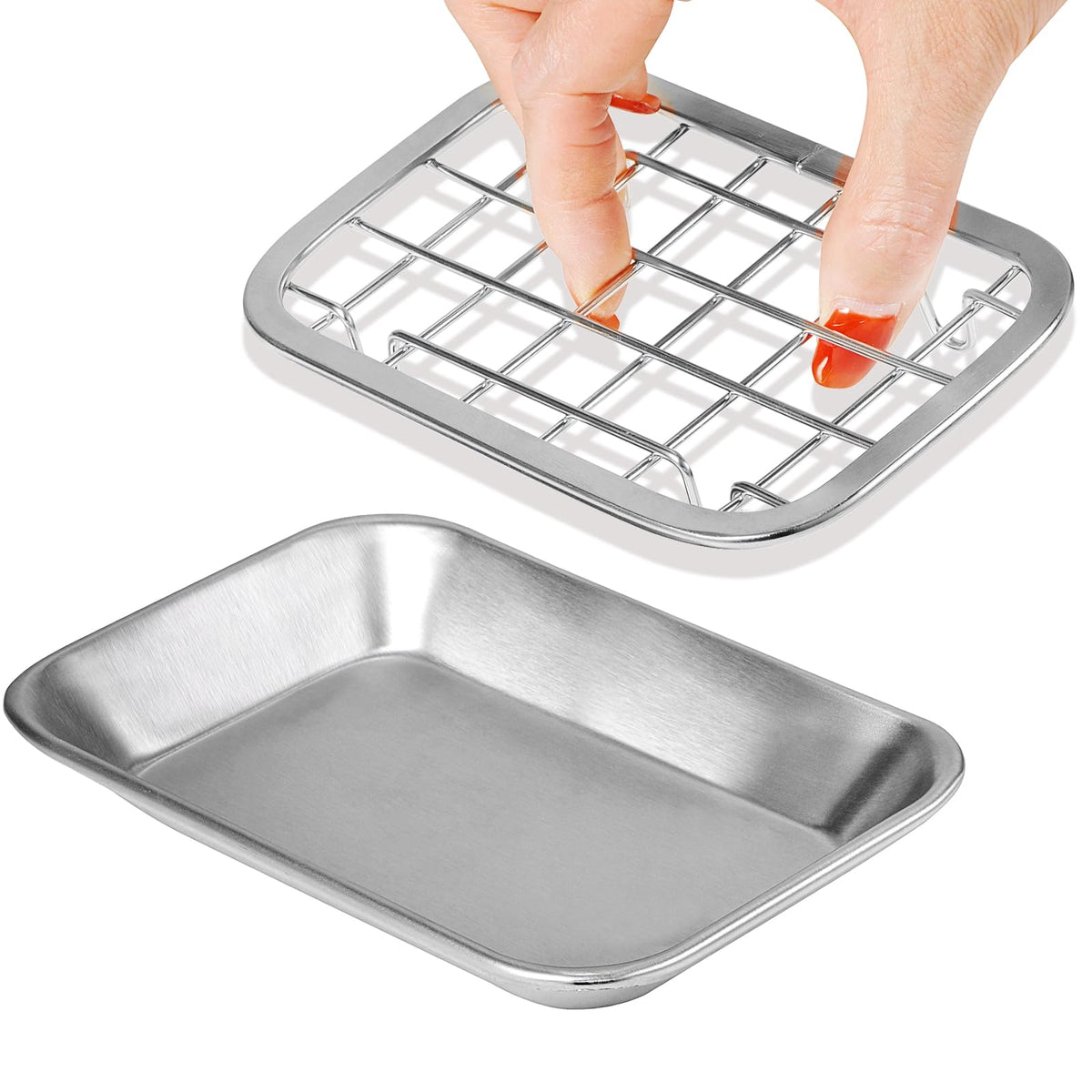 SheeChung Soap Dish for Bathroom Kitchen, Stainless Steel Soap Holder Tray