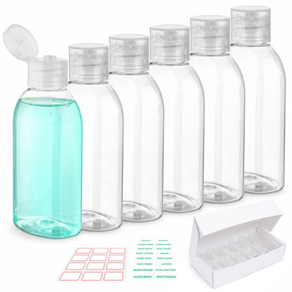 Travel Bottles for Toiletries 6 PCS 3.4oz Plastic Bottles Clear