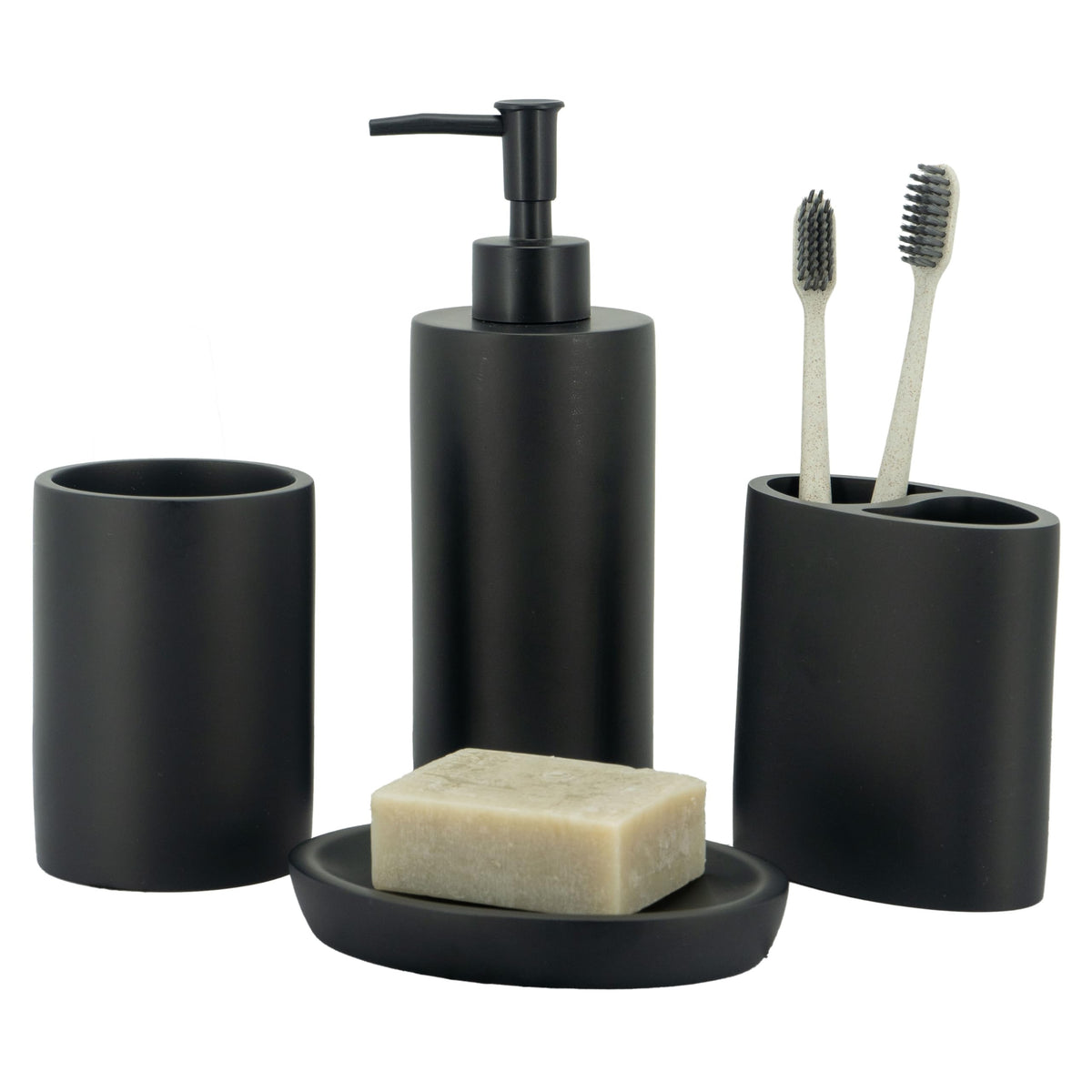 ZCCZ Bathroom Accessory Set, 4 Pcs Marble Look Bathroom Vanity Countertop Bathroom Décor Sets Accessories with Soap Dispenser, Toothbrush Holder Set, Tumbler, Soap Dish (White Marble Look Rounded)