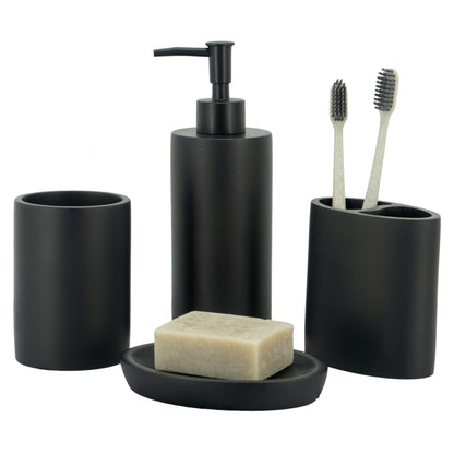 ZCCZ Bathroom Accessory Set, 4 Pcs Marble Look Bathroom Vanity Countertop Bathroom Décor Sets Accessories with Soap Dispenser, Toothbrush Holder Set, Tumbler, Soap Dish (White Marble Look Rounded)