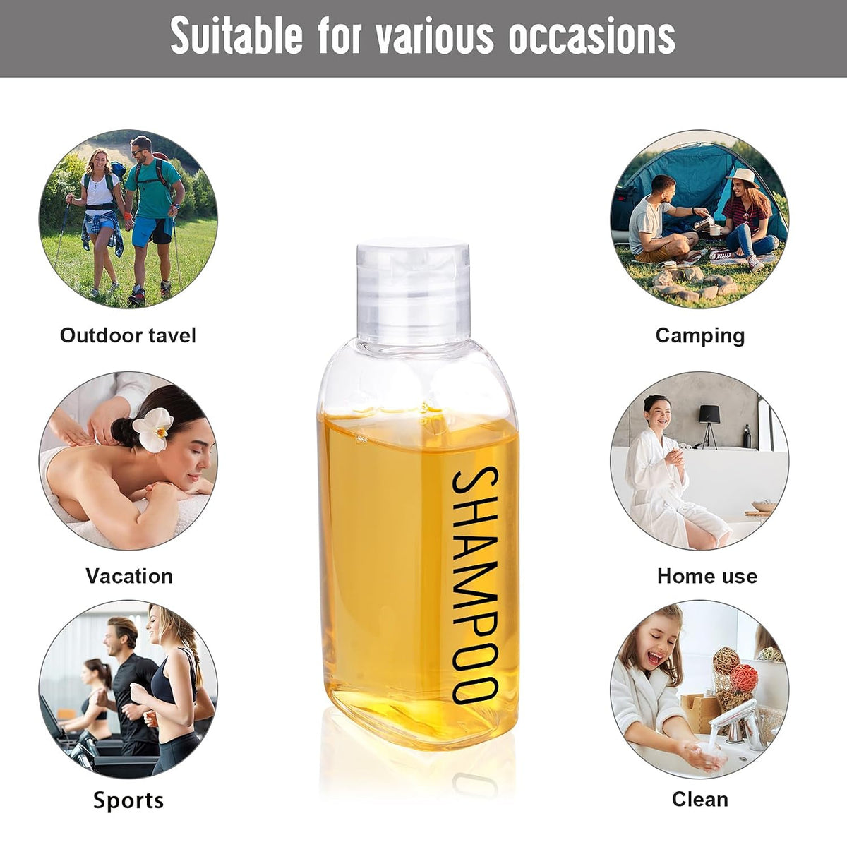 Travel Bottles for Toiletries 6 PCS 3.4oz Plastic Bottles Clear