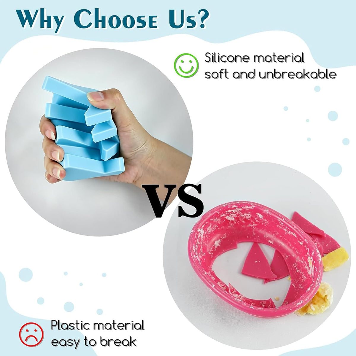 Self Draining Silicone Soap Dish Holder Waterfall Tray, 1 Pack Sky Blue