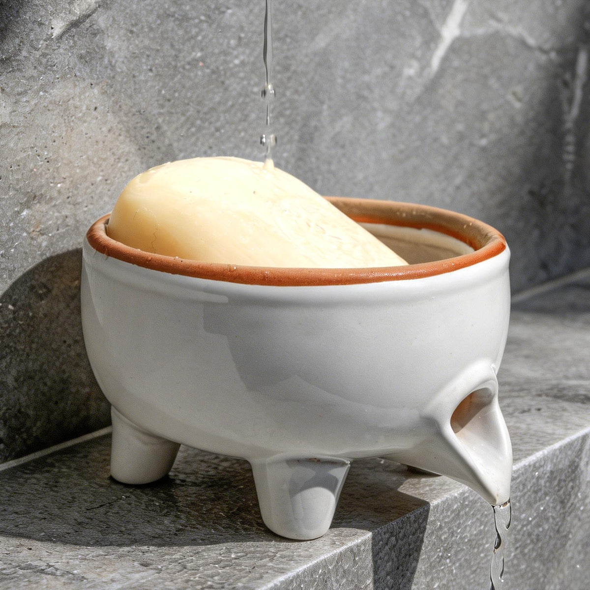Soap Dish with Drainage, Ceramic Self Draining bar Soap Holder