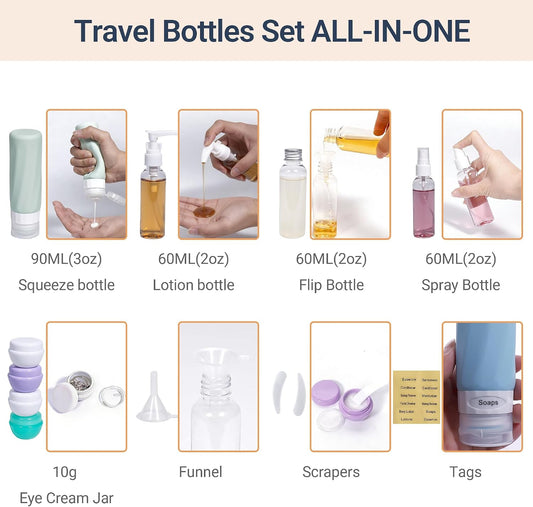 16 Pack Travel Bottles for Toiletries, TSA Approved 3oz Containers