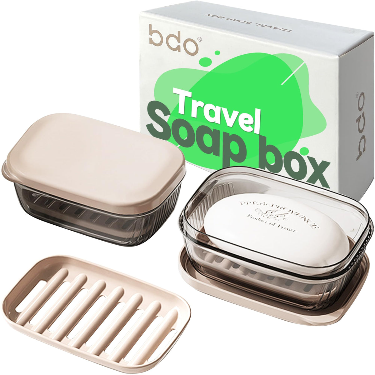 Doter Travel Soap Holder with Lid - Draining Soap Box for Shower -Compact Travel Soap Case Leak-Proof Design for Camping, Hiking, Gym & Outdoor Use | Keeps Soap Dry & Hygienic