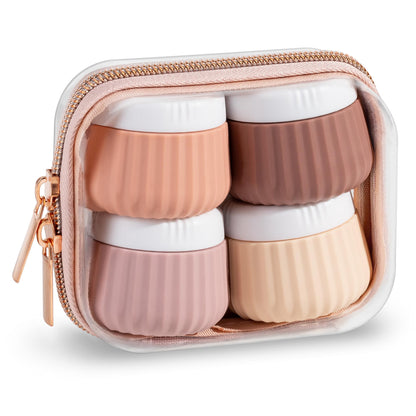 Mrsdry Travel Containers for Toiletries 4 Pack, TSA Approved Travel Size Toiletries, Portable Size Containers, With Clear Bag Leak Proof Silicone Jars, Essentials Creams Jars Carrying Small Items