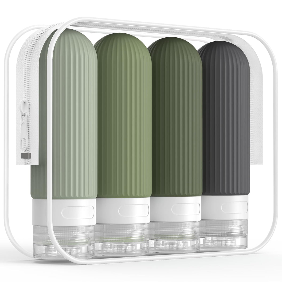 ME.FAN Travel Bottles for Toiletries, TSA Approved 3oz Silicone Journey Size Containers, Portable Split Bottle for Conditioner, Shampoo, Lotion- 4 Pack Blue