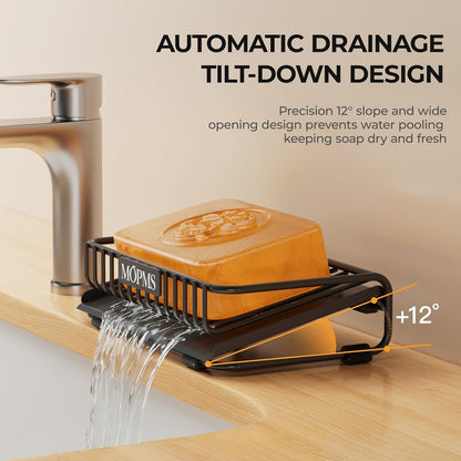 MOPMS Self Draining Soap Dish, Carbon Steel Bar Soap Holder for Shower