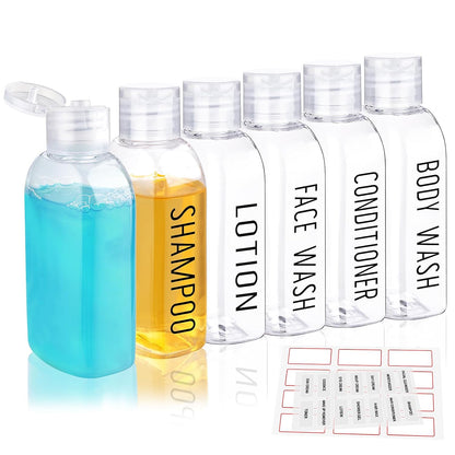 Travel Bottles for Toiletries 6 PCS 3.4oz Plastic Bottles Clear
