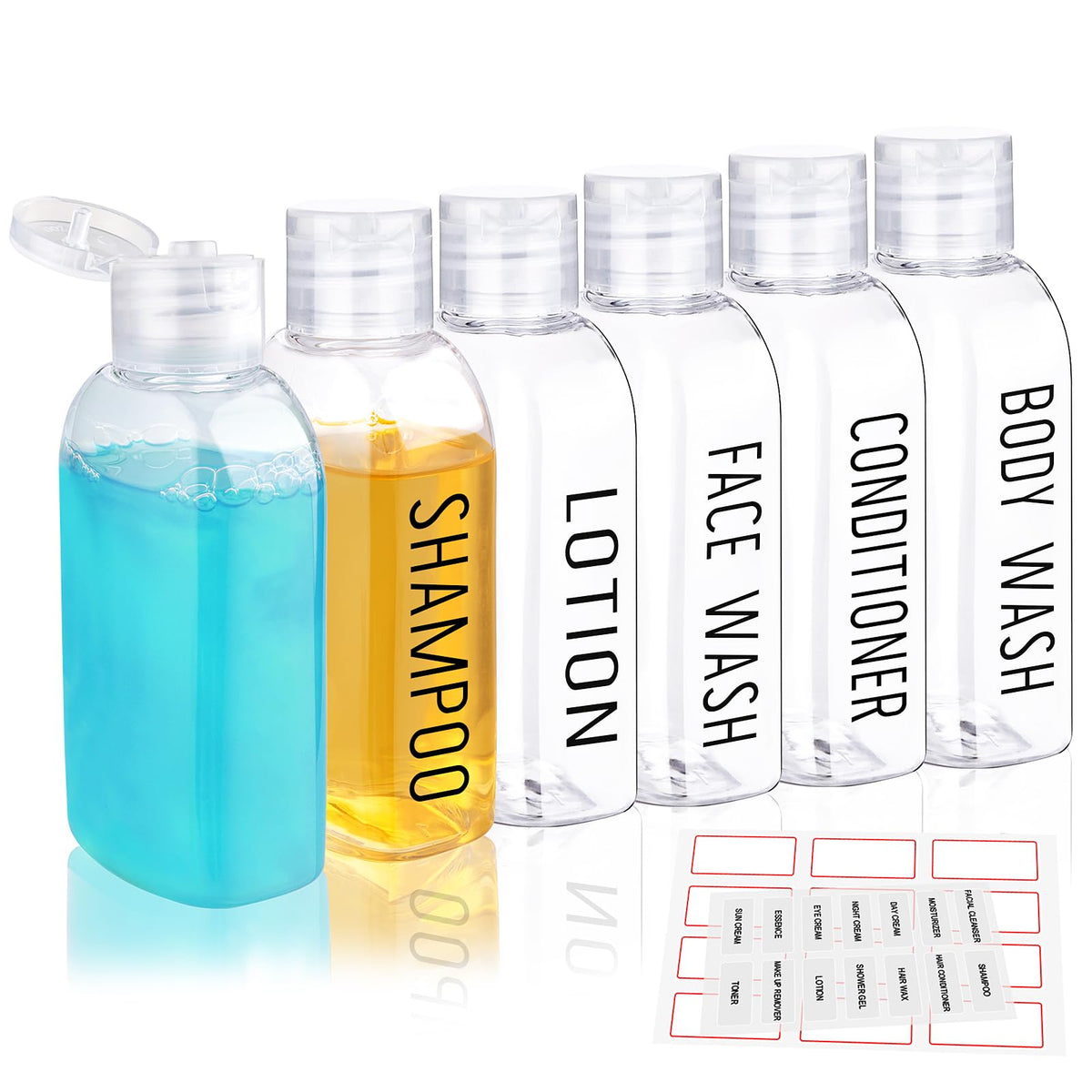 Travel Bottles for Toiletries 6 PCS 3.4oz Plastic Bottles Clear