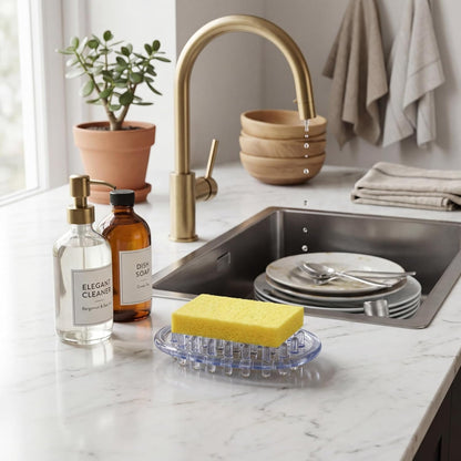 2 Pcs Soap Dish with Holes for Kitchen Bathroom, Clear