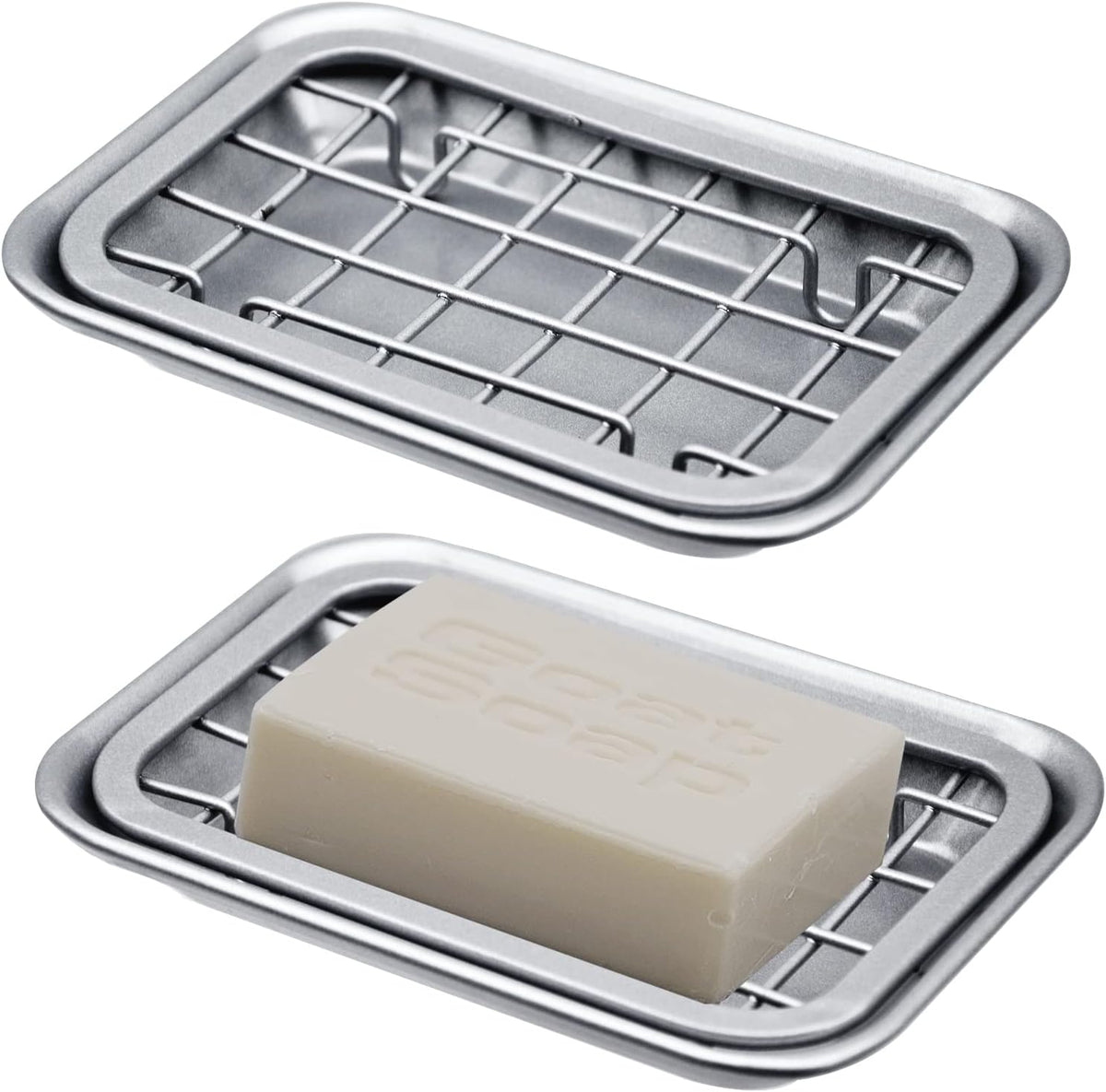 SheeChung Soap Dish for Bathroom Kitchen, Stainless Steel Soap Holder Tray