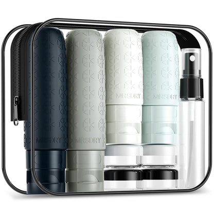 Mrsdry Travel Size Toiletries, TSA Approved Silicone Travel Containers for Toiletries, Leak Proof Refillable Liqus Shampoo And Conditioner travel Essentials toiletry Bottles (18 Pack)
