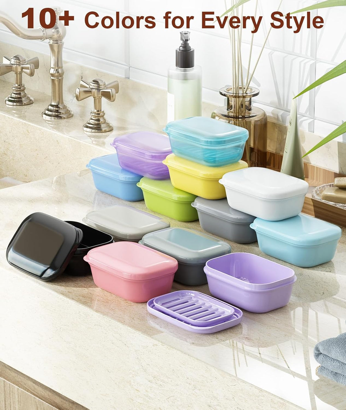 Quatish 3 Pack Travel Soap Case Leakproof, Portable Travel Bar Soap Holder Container with Lid for Camping, Gym, Multicolor