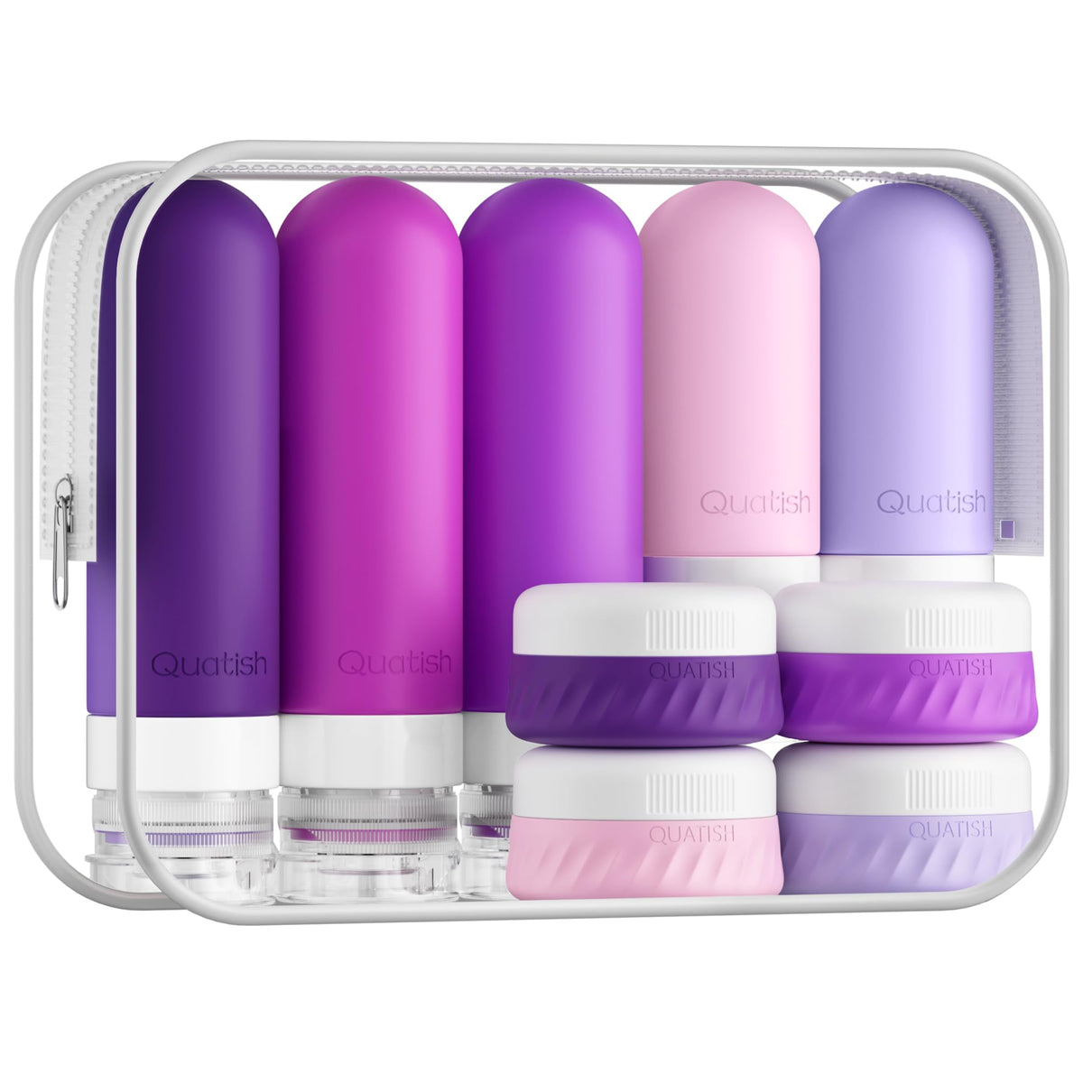 Quatish 15 Pack Travel Bottles Toiletries, Travel Size Containers, Black