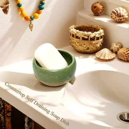 Self Draining Soap Dish, Drain Soap Holder for Bathroom Kitchen Sink Shower