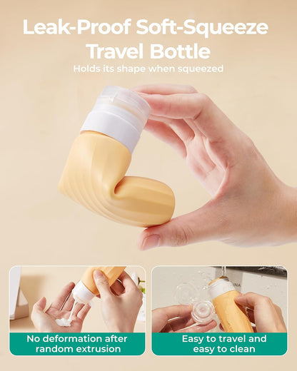 BAGSMART 18 Pack TSA Approved Travel Bottles for Toiletries, Leak Proof Silicone Travel Size Containers Bottles for Shampoo, Purple