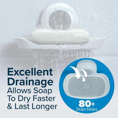 SlipX Solutions Strong Hold Suction Cup Soap Dish for Shower, White