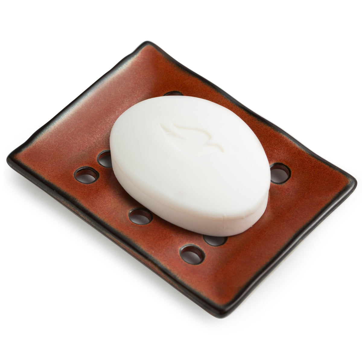 Draining Ceramic Soap Dish - Fluted Design, Bar Soap Holder for Shower & Bathroom, Soap Saver Sponge Lift, Green