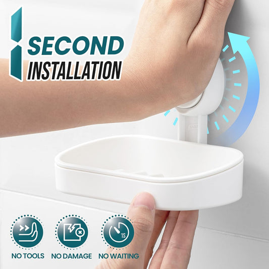 TAILI Soap Holder, Soap Dish for Shower Suction Cup, Bar Soap Holder, White