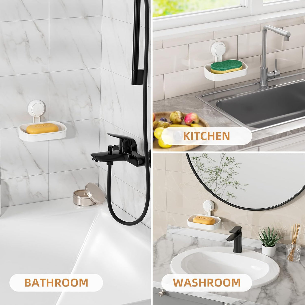 LEVERLOC Soap Holder, Soap Dish for Shower, Suction Cup Bar Soap Holder