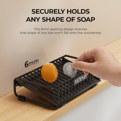 MOPMS Self Draining Soap Dish, Carbon Steel Bar Soap Holder for Shower