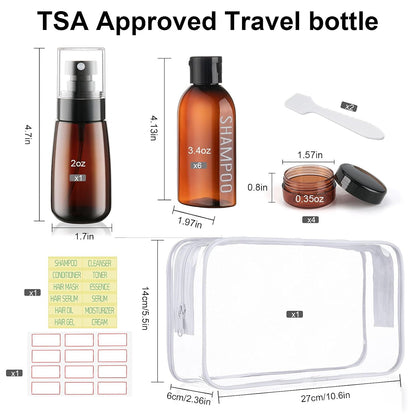 Travel Kit 10 PCS Travel Bottles for Toiletries TSA Approved Bottle