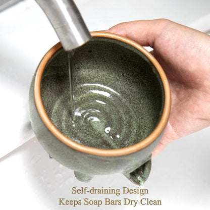 Soap Dish with Drainage, Ceramic Self Draining bar Soap Holder
