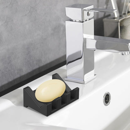 Silicone Soap Dish Set,3PCS Self Draining Soap Holder for Bar Soap