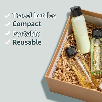 Travel Bottles 2oz, Clear Flip Cap Squeeze Plastic, 10 PCS Empty Container