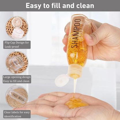 Travel Bottles for Toiletries 6 PCS 3.4oz Plastic Bottles Clear