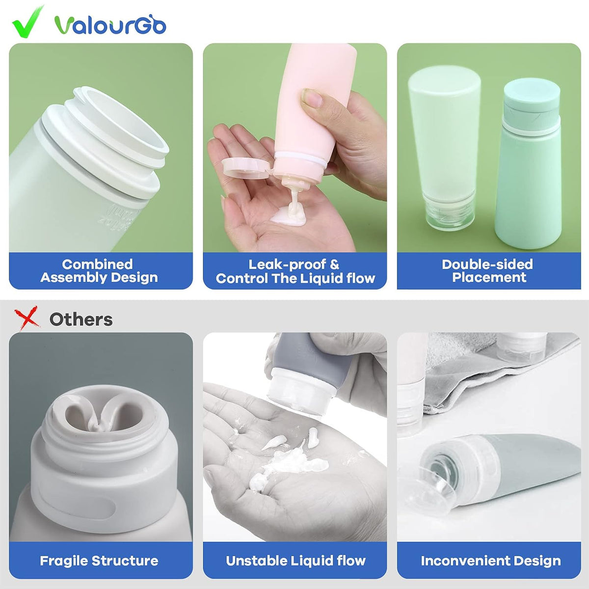 TakeToday Travel Bottles for Toiletries 3.4oz 4 Pack, TSA Leak Proof