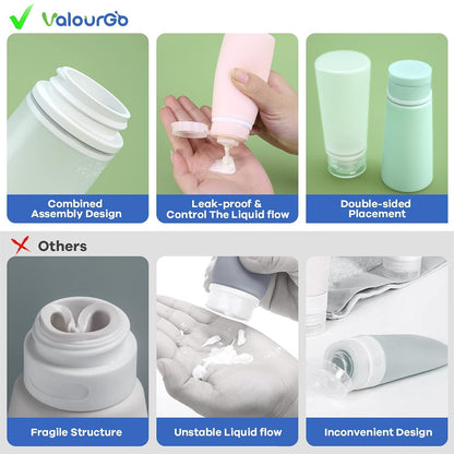 TakeToday Travel Bottles for Toiletries 3.4oz 4 Pack, TSA Leak Proof