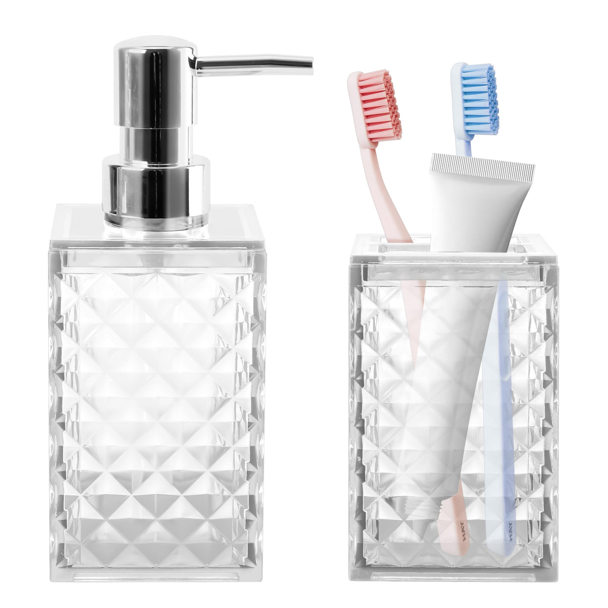 4 PCS Blue Bathroom Accessory Set,Plastic Bathroom Accessories Sets