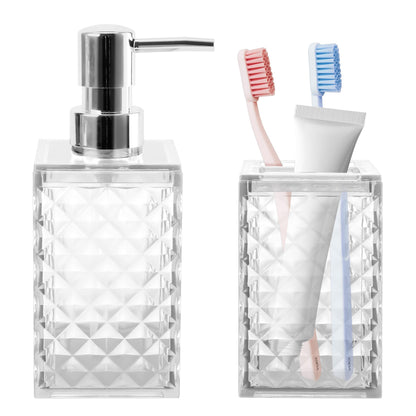 4 PCS Blue Bathroom Accessory Set,Plastic Bathroom Accessories Sets