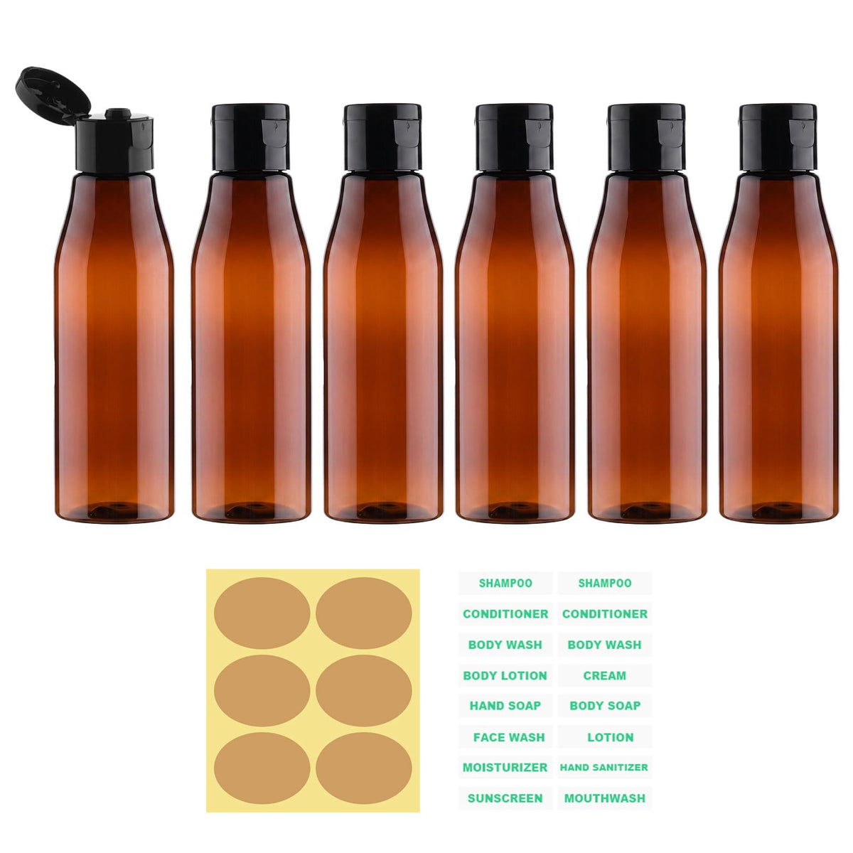 Travel Bottles for Toiletries 6 Pack 3oz/90ml Travel Size Toiletry Bottles