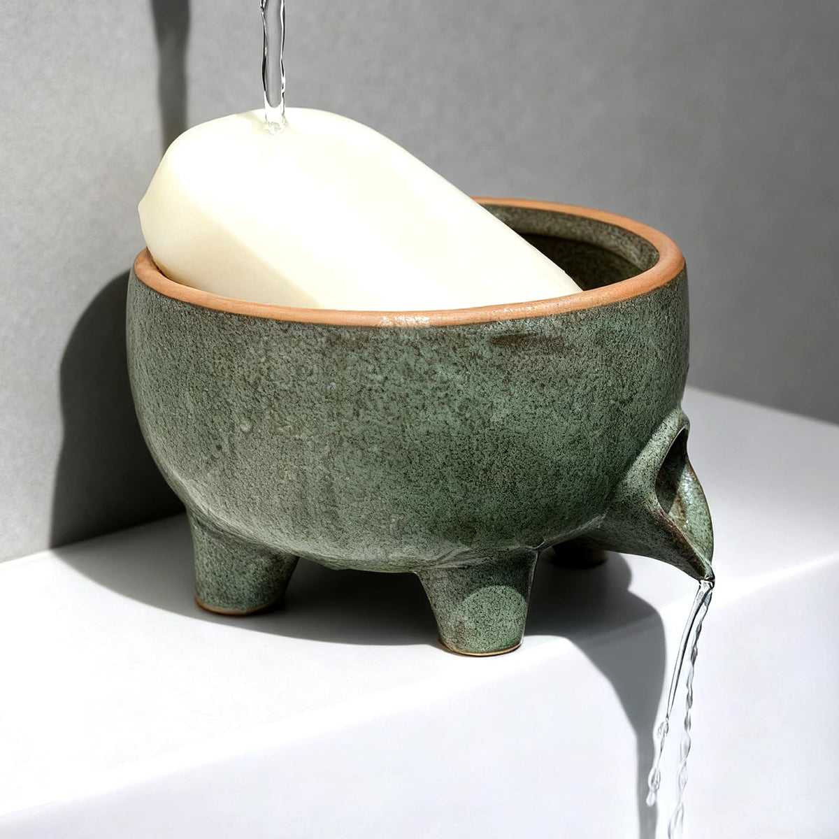 Soap Dish with Drainage, Ceramic Self Draining bar Soap Holder