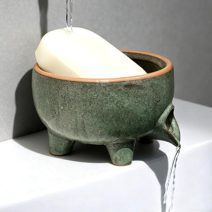 Soap Dish with Drainage, Ceramic Self Draining bar Soap Holder