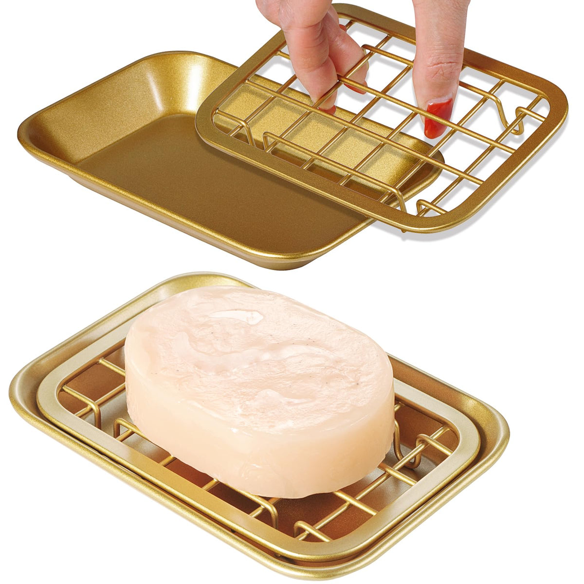 SheeChung Soap Dish for Bathroom Kitchen, Stainless Steel Soap Holder Tray