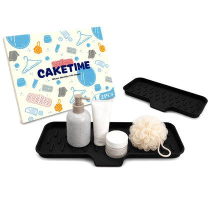 CAKETIME 2 Pack Silicone Soap Dish with Drainage Holes for Bathroom Shower Caddy Kitchen Counter Bar Sponge Holder Drying Rack Sink Organizer Essentials Apartment Home Household Must Haves 2026