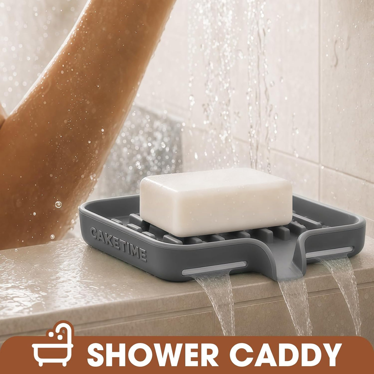 CAKETIME 2 Pack Silicone Soap Dish with Drainage Holes for Bathroom Shower Caddy Kitchen Counter Bar Sponge Holder Drying Rack Sink Organizer Essentials Apartment Home Household Must Haves 2026