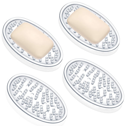 2 Pcs Soap Dish with Holes for Kitchen Bathroom, Clear