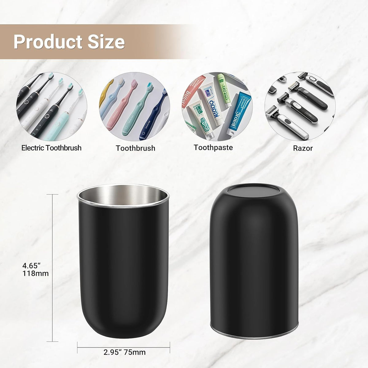 Unbreakable Stainless Steel Toothbrush Holder Tumbler Cup for Bathroom 13oz