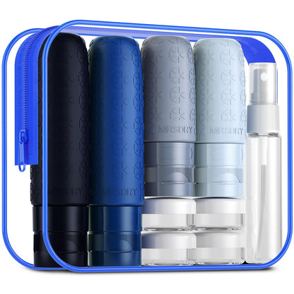 Mrsdry Travel Size Toiletries, TSA Approved Silicone Travel Containers for Toiletries, Leak Proof Refillable Liqus Shampoo And Conditioner travel Essentials toiletry Bottles (18 Pack)