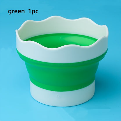 1pc Folding Mini Silicone Water Bucket, Watercolor Powder, Watercolor Paint, Painting, Washing And Rinsing Pen Holder, Multi-Purpose Washing Cup