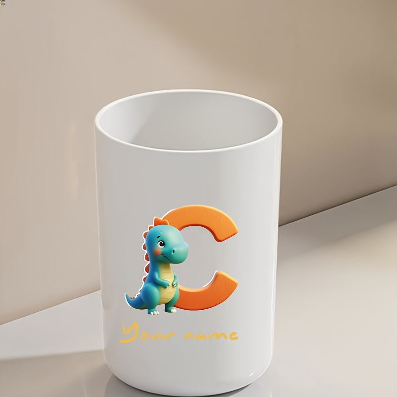 Customized Name Water Cup, Personalized Toothbrush Cup, Creative Dinosaur Letter Print, Couple Solid Color Mouthwash Cup, Holiday Camping Necessities, Suitable for Home, Travel and School, Personalized Gifts for Friends and Partners.