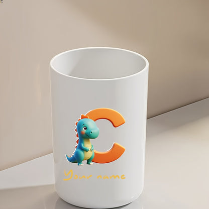 Customized Name Water Cup, Personalized Toothbrush Cup, Creative Dinosaur Letter Print, Couple Solid Color Mouthwash Cup, Holiday Camping Necessities, Suitable for Home, Travel and School, Personalized Gifts for Friends and Partners.